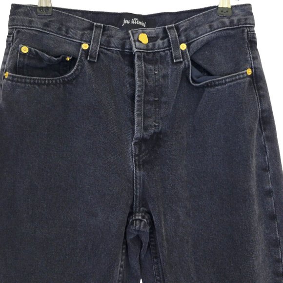 Jeu Illimite Classic High Waist Slim Button Up Jean, Vintage Black Grey - Picture 3 of 12